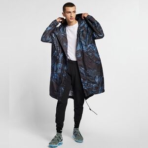 NWT! Nike Sportswear NSW Hawaiian Print Parka Rain Coat AR1598-010 Air M…